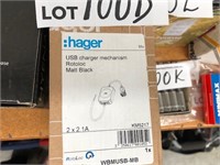 2 x Hager USB Charger Mechanism - Black