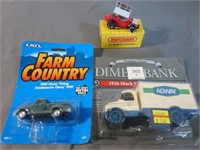 (3) Ertl and Matchbox Die Cast Trucks/Car