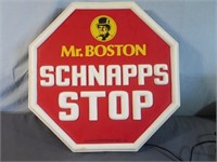*Mr. Boston Schnapps Stop - Plastic Sign 18x18 -