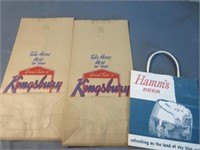 (2) Kingsbury Beer Paper Bags and Hamm's Beer