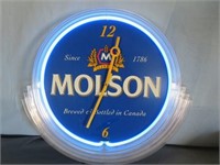 *21" Molson Neon Light Up Clock Works