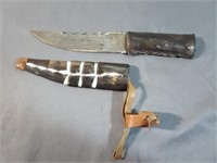 Knife with Leather Handle & Sheath -Appears