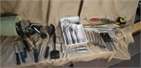 Silverware and Kitchen utensils Lot knives,