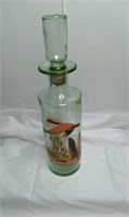 VINTAGE GREEN GLASS DECANTER WITH GLASS STOPPER