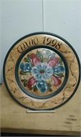 NORWEGIAN ROSEMALING WOODEN PLATE - SIGNED AND