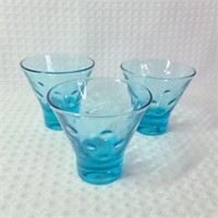 3 Hazel Atlas Turquoise Capri Dot Glasses