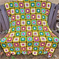 Vintage Afghan Queen Size Throw