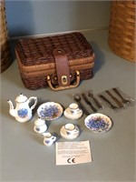 Vintage Children’s Tea Set and Picnic Basket