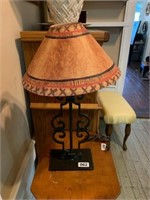 Metal Lamp with Hand Painted Shade