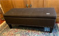Brown Linen Covered Bench