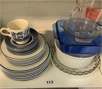 Corning ware/blue and white dishes