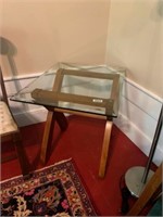 Glass top Wooden base table