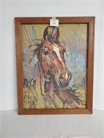 Horse art painting framed