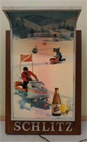 1967 Schlitz light-up sign of snowmobile races