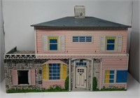 Vintage Tin Plate Doll House w/ working door