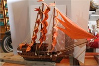 WOODEN MODEL SHIP -HAND MADE 32"T X 36"L