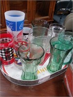 Coke tray with glasses