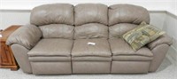 Lot #539 - Beige leather three cushion sofa