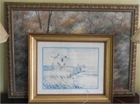 Lot #563 - Framed print of ducks in flight and