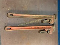 Pair of rigid 24 inch pipe wrenches