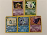 (5) POOR COND. 1999-2000 Pokemon Cards W/ Holo