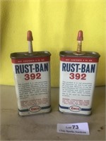 2 Vintage Rust Ban 392 Home Oil Cans Oilers