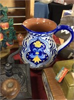 Blue  And gold pitcher