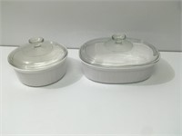 Two Corning Ware Bakers with Lids