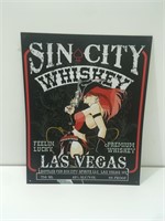 Sin City Whiskey Metal Sign 12 x 15