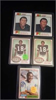 5 1973-1981 topps football cards,all charlie