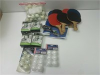 Lot of Ping Pong Items - Paddles, Balls, Net, etc