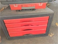 lot of four plastic tool boxes