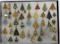 Collection of costume jewelry Christmas pins