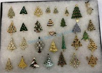 Collection of costume jewelry Christmas pins