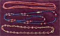 Three strings of Czechoslovakian beads