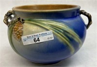 Roseville blue pinecone bowl with original foil