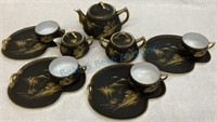 Japanese tea set with geisha lithophane cups