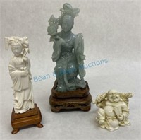 Three Asian carvings including Jade carving