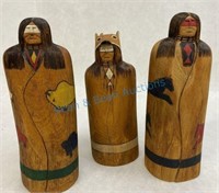 Wooden carved kachinas signed by artist