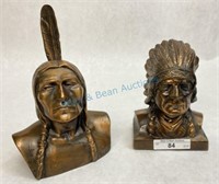 Two Indian chief souvenir banks