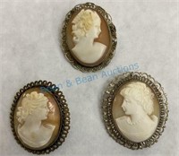 Grouping of three antique cameos