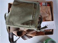 canvas army apron three leather tool pouches