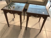 Small Wooden Glass Top Tables