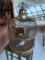 Lg. brass bird cage w/ brass bird