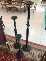 Set of 3 Tall Wrought Iron Floor Candlesticks