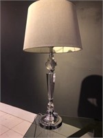Quality Crystal & Silver Table Lamp w/ Grey Shade