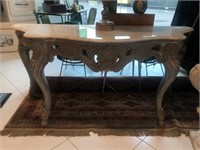 Carved Console Table w/ Granite Top