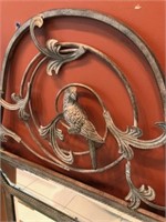 Metal Beveled Mirror w/ Bird Scroll Top