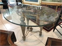 Round Glass Top  Tri-leg Side Table