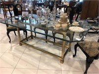 7Beveled Glass Top Brass Base 78x44 Dining Table